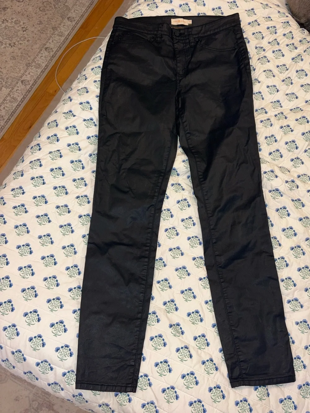 Tory Burch Coated Skinny Leg Black Denim - Size 28